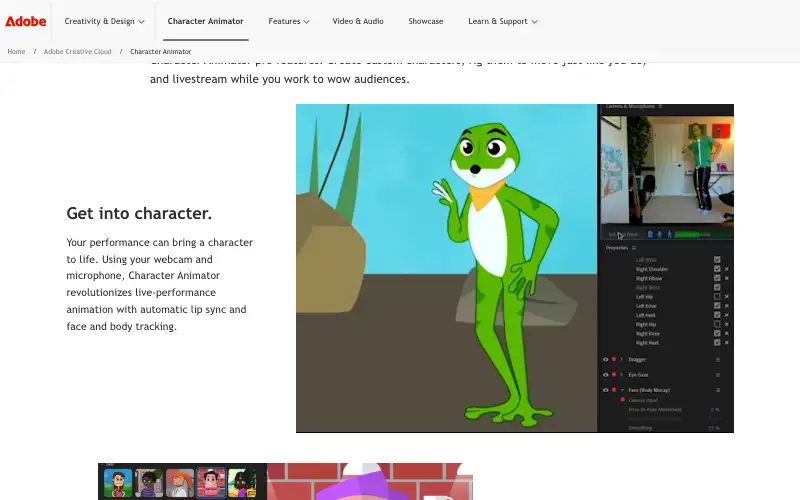 Screenshot of adobe.com, further down the homepage