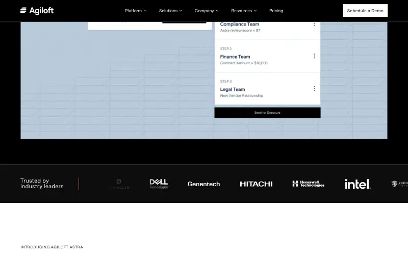 Screenshot of agiloft.com, further down the homepage