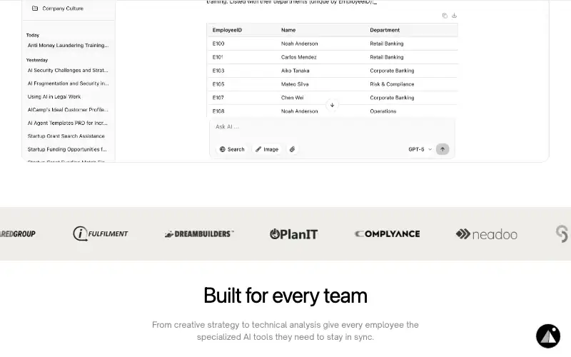 Screenshot of aicamp.so, further down the homepage