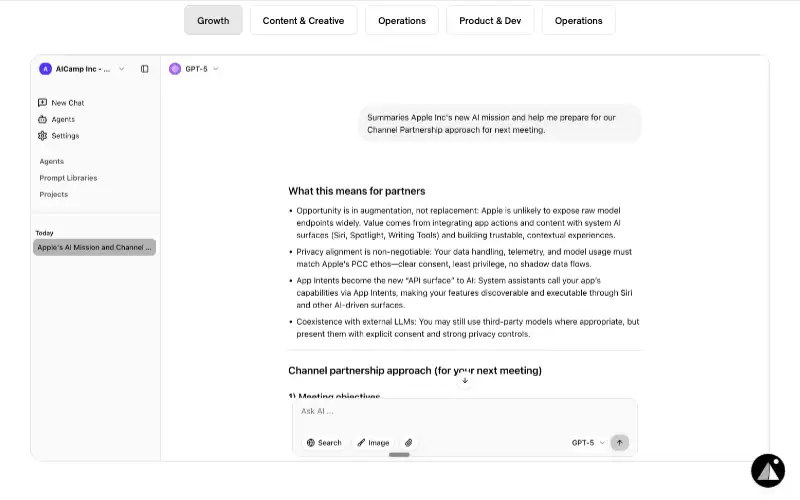 Screenshot of aicamp.so, further down the homepage
