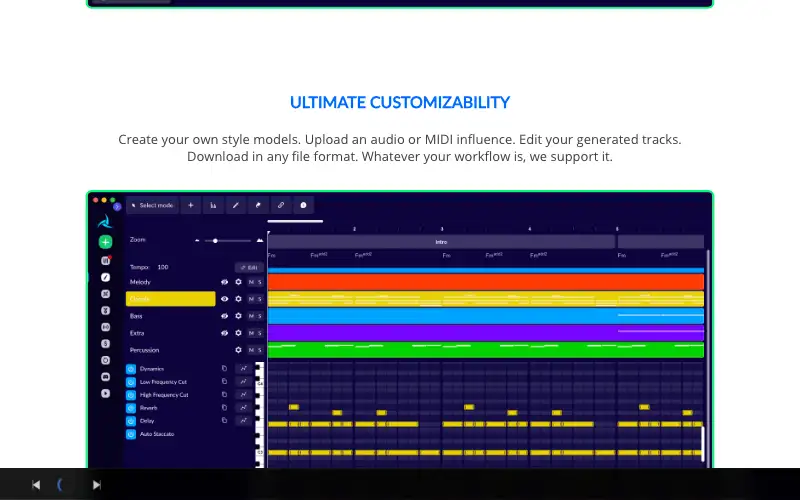 Screenshot of aiva.ai, further down the homepage