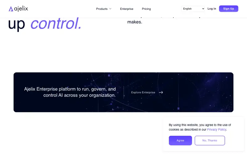 Screenshot of ajelix.com, further down the homepage