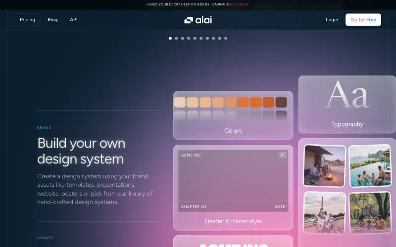 Screenshot of getalai.com, further down the homepage