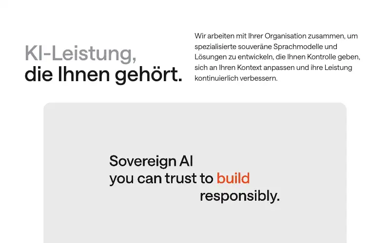 Screenshot of aleph-alpha.com, further down the homepage