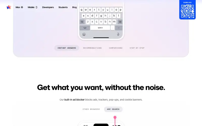 Screenshot of arc.net, further down the homepage