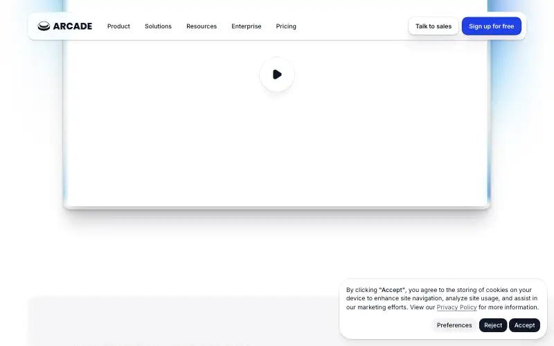 Screenshot of arcade.software, further down the homepage