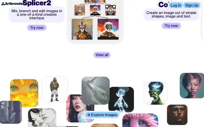 Screenshot of artbreeder.com, further down the homepage