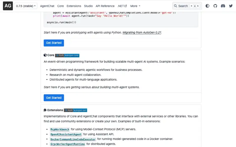 Screenshot of microsoft.github.io, further down the homepage