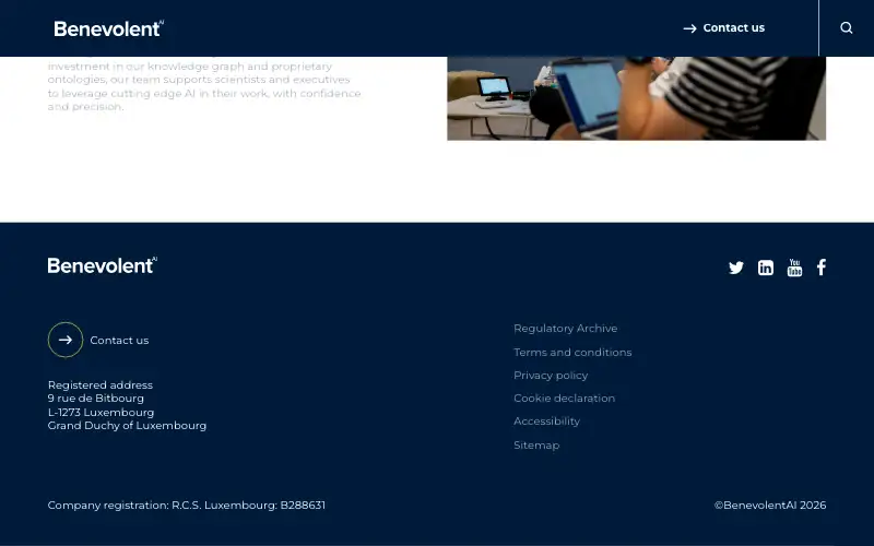 Screenshot of benevolent.com, further down the homepage