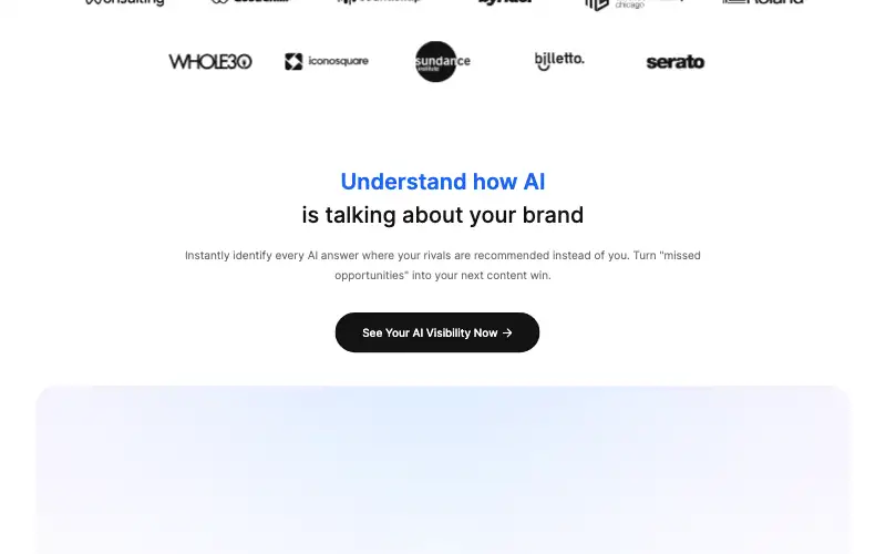 Screenshot of blogseo.ai, further down the homepage