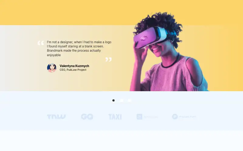 Screenshot of brandmark.io, further down the homepage
