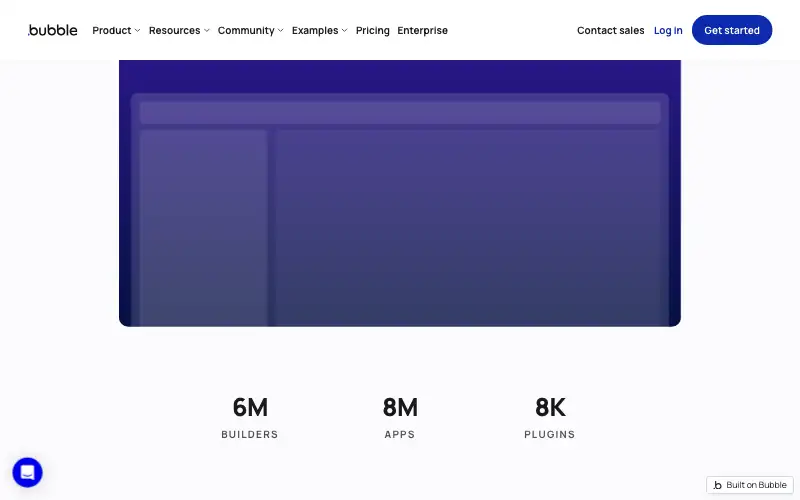 Screenshot of bubble.io, further down the homepage
