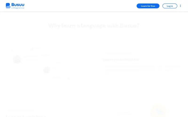 Screenshot of busuu.com, further down the homepage