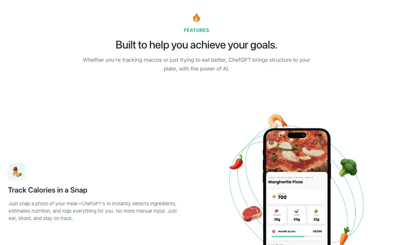 Screenshot of chefgpt.xyz, further down the homepage