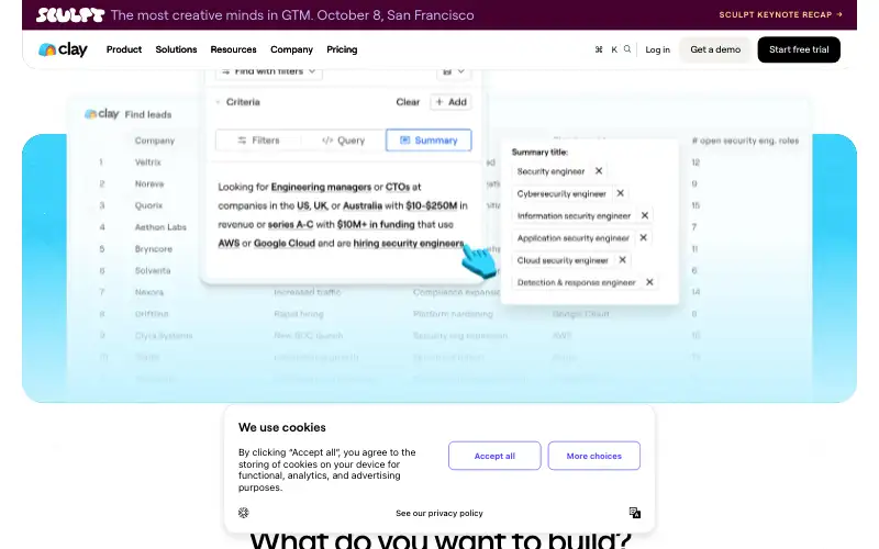 Screenshot of clay.com, further down the homepage
