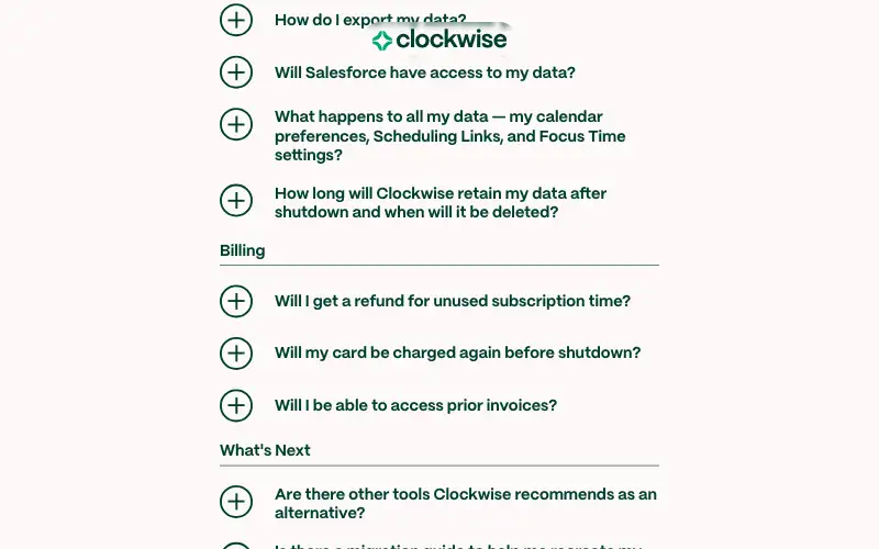 Screenshot of getclockwise.com, further down the homepage
