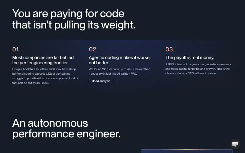 Screenshot of codeflash.ai, further down the homepage