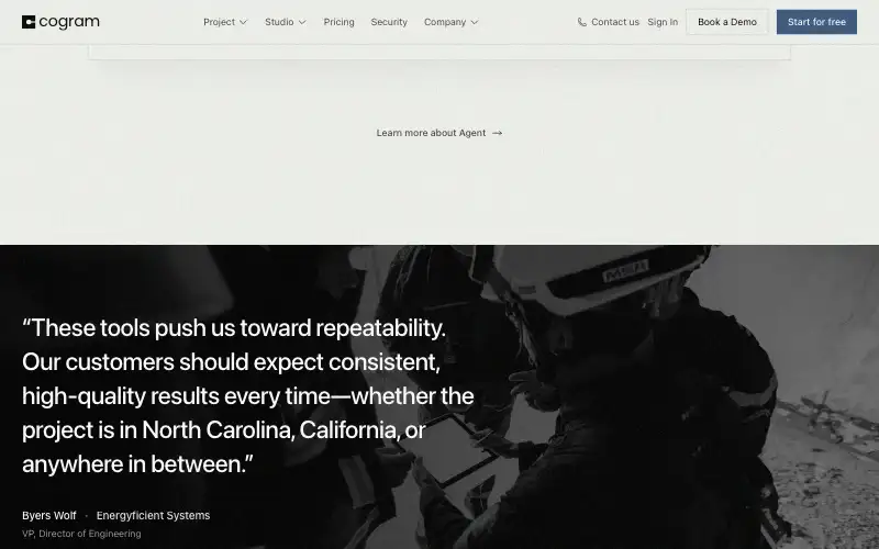 Screenshot of cogram.com, further down the homepage