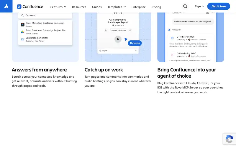 Screenshot of atlassian.com, further down the homepage