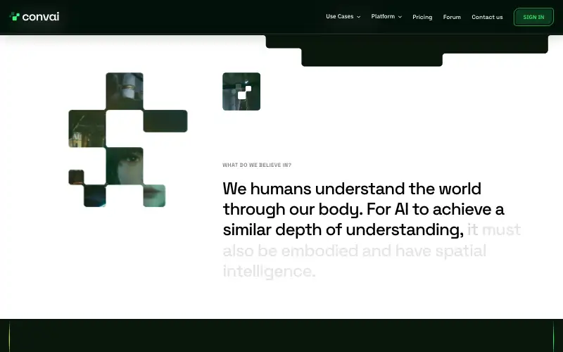 Screenshot of convai.com, further down the homepage