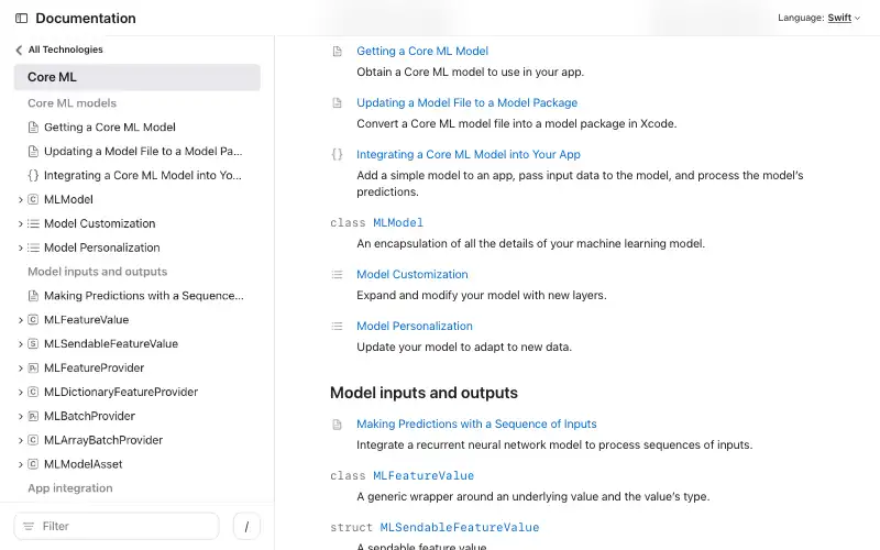 Screenshot of developer.apple.com, further down the homepage