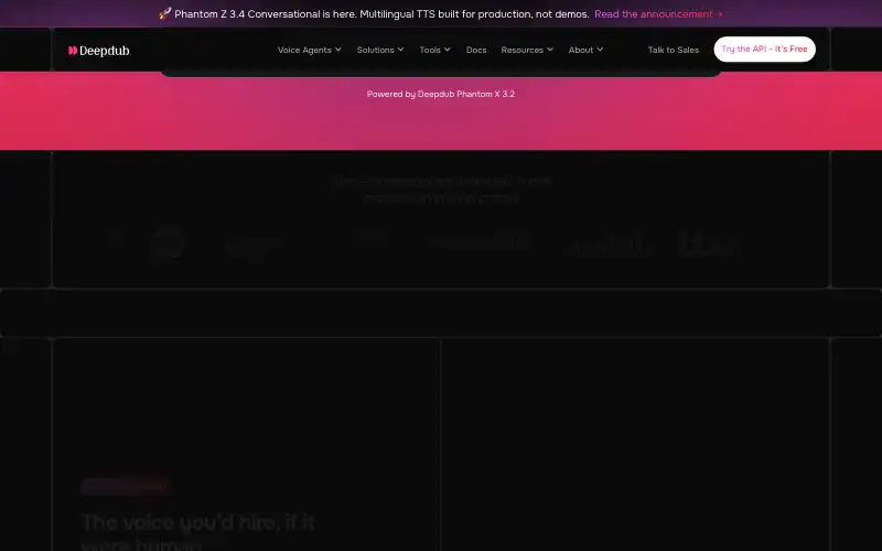 Screenshot of deepdub.ai, further down the homepage