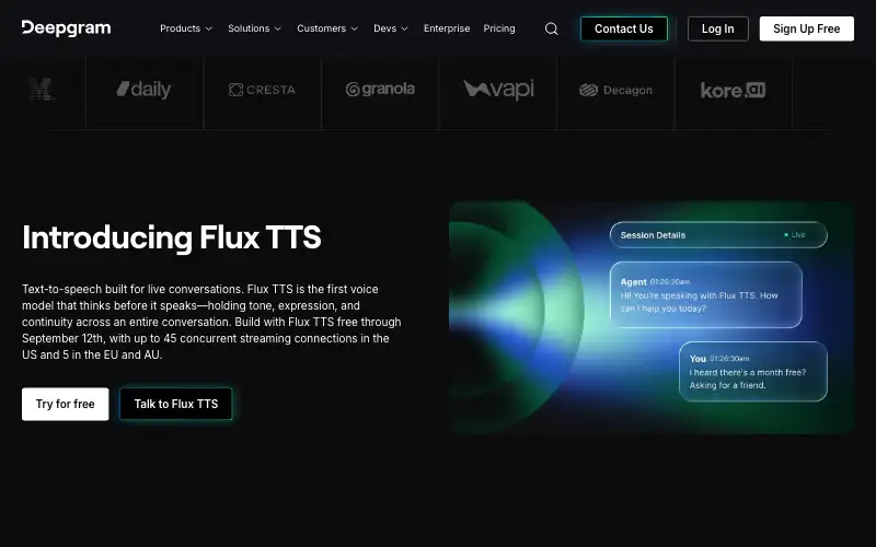 Screenshot of deepgram.com, further down the homepage