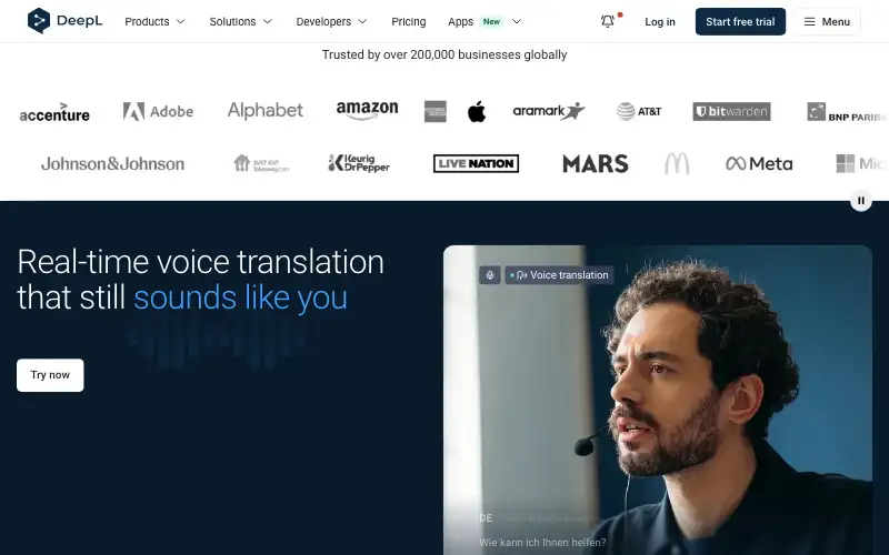 Screenshot of deepl.com, further down the homepage