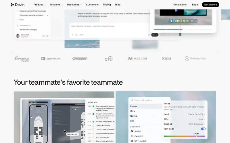 Screenshot of devin.ai, further down the homepage