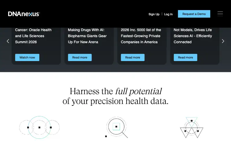Screenshot of dnanexus.com, further down the homepage