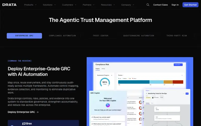Screenshot of drata.com, further down the homepage