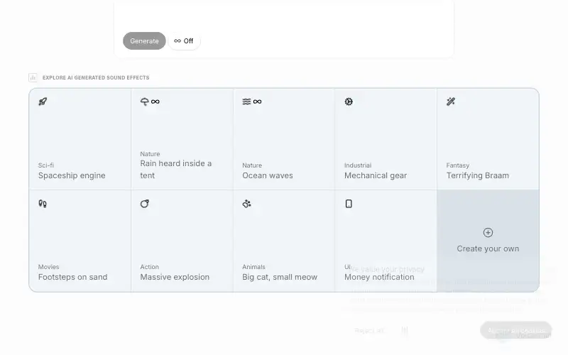 Screenshot of elevenlabs.io, further down the homepage