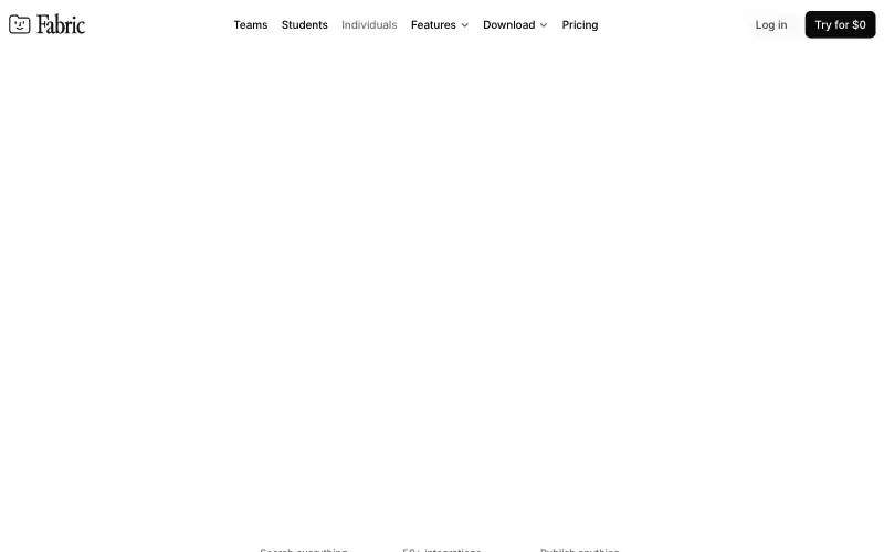 Screenshot of fabric.so, further down the homepage