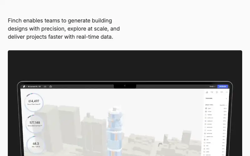 Screenshot of finch3d.com, further down the homepage