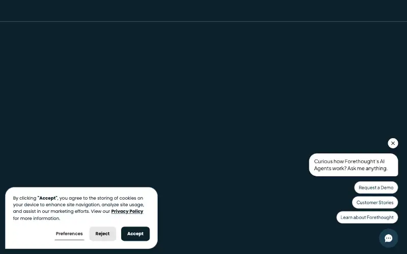 Screenshot of forethought.ai, further down the homepage