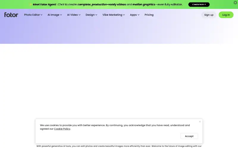 Screenshot of fotor.com, further down the homepage