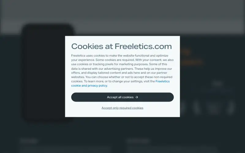 Screenshot of freeletics.com, further down the homepage