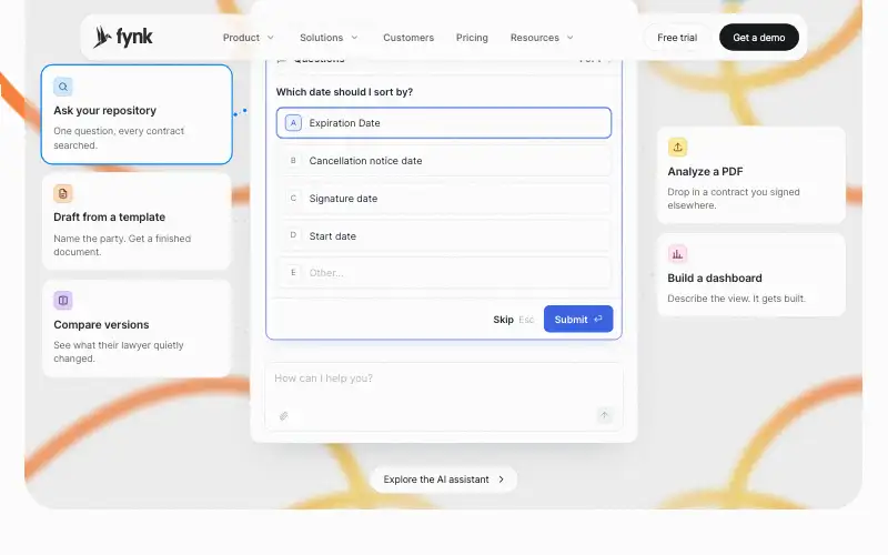 Screenshot of fynk.com, further down the homepage