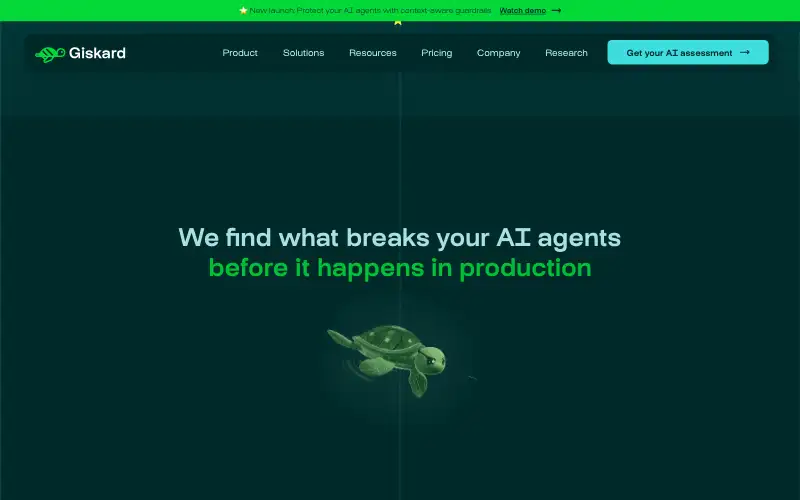 Screenshot of giskard.ai, further down the homepage