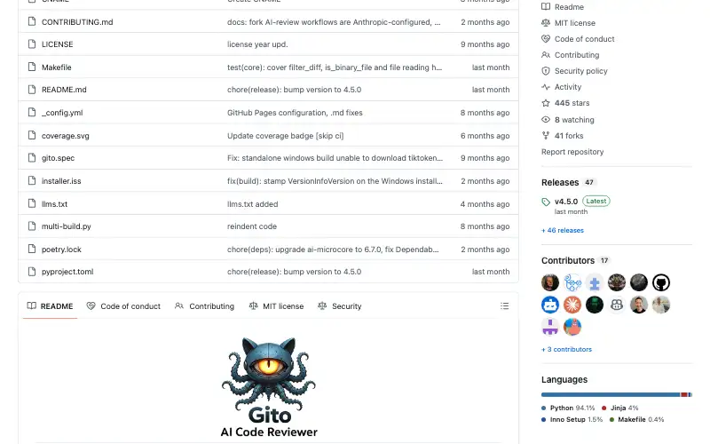 Screenshot of github.com, further down the homepage