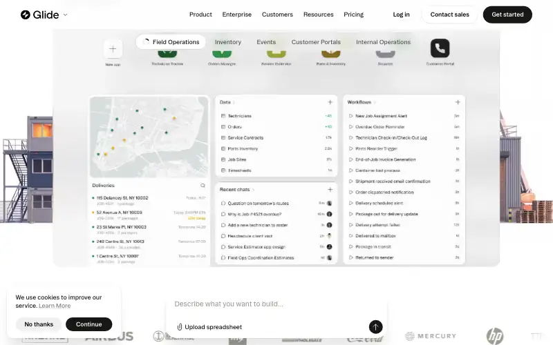 Screenshot of glideapps.com, further down the homepage