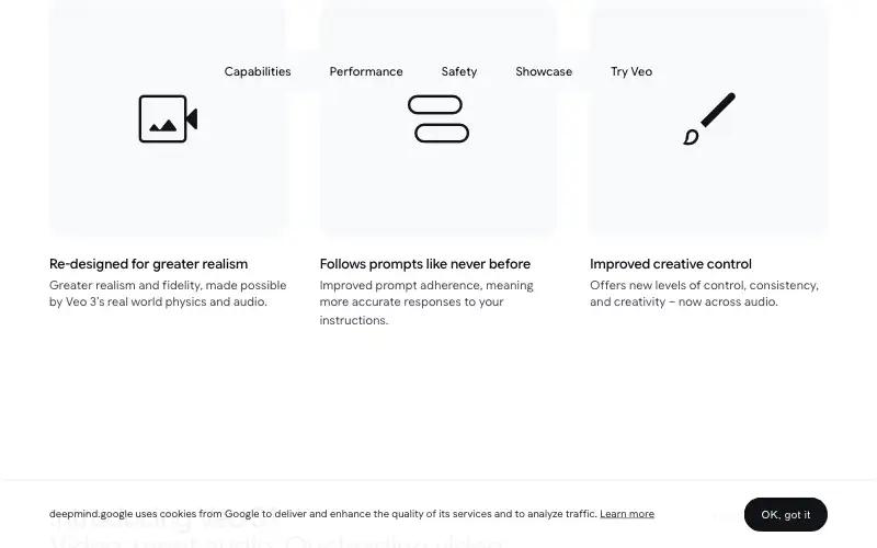 Screenshot of deepmind.google, further down the homepage