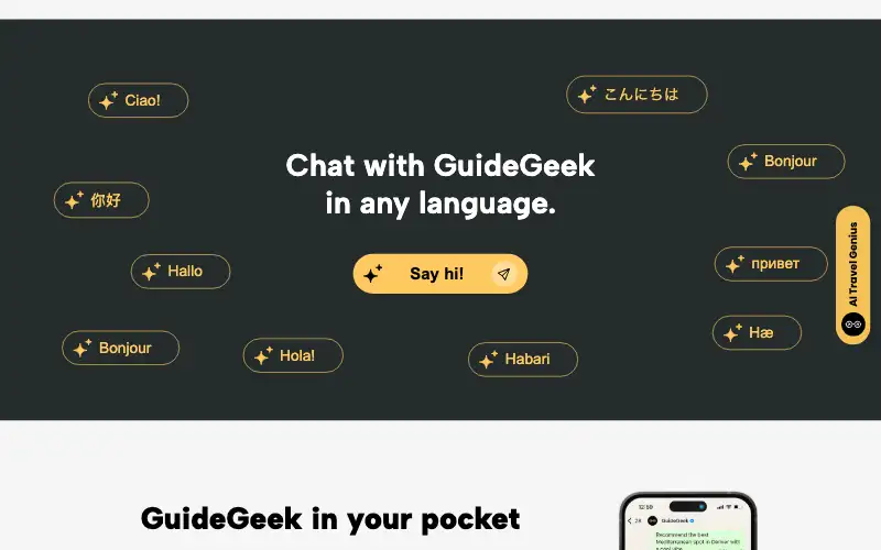 Screenshot of guidegeek.com, further down the homepage