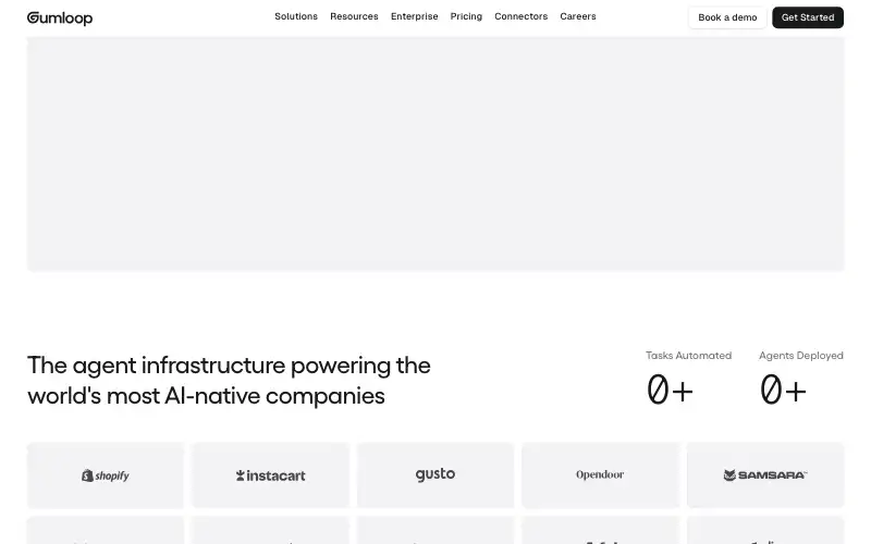 Screenshot of gumloop.com, further down the homepage