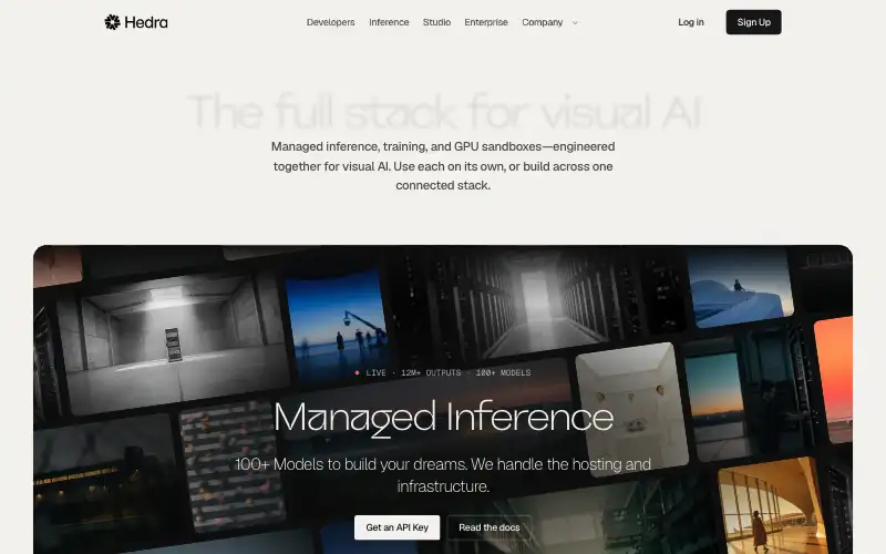 Screenshot of hedra.com, further down the homepage