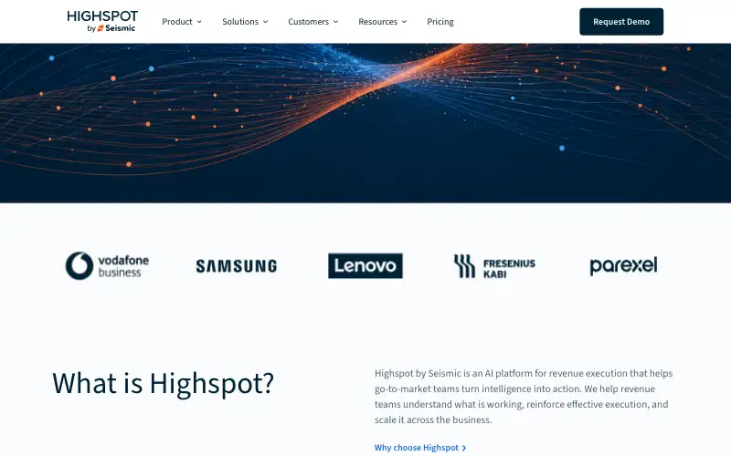 Screenshot of highspot.com, further down the homepage