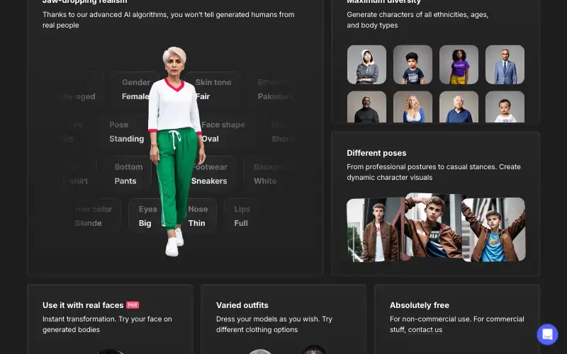 Screenshot of generated.photos, further down the homepage