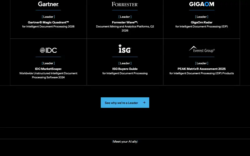 Screenshot of hyperscience.ai, further down the homepage