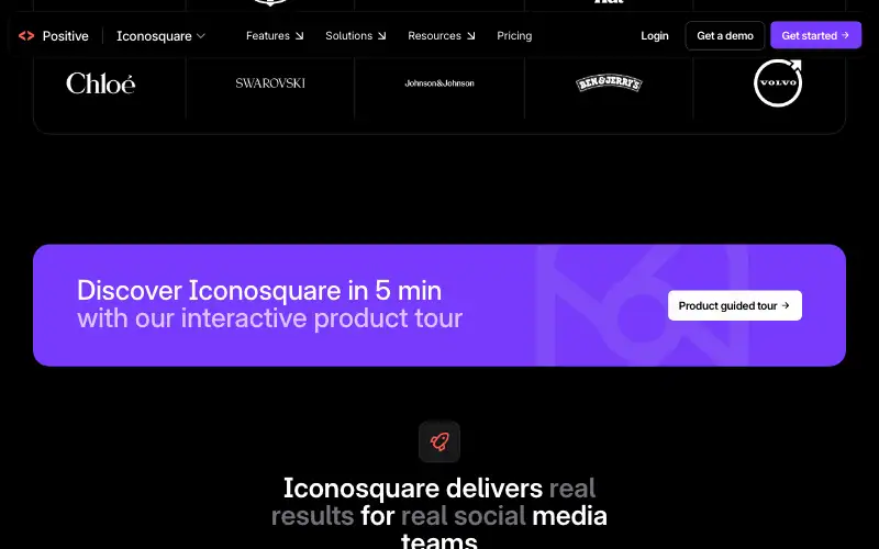 Screenshot of iconosquare.com, further down the homepage