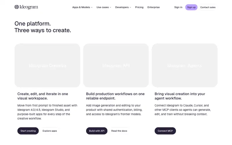 Screenshot of ideogram.ai, further down the homepage